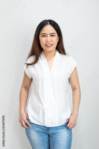 Happy Asian Woman isolate on white..
