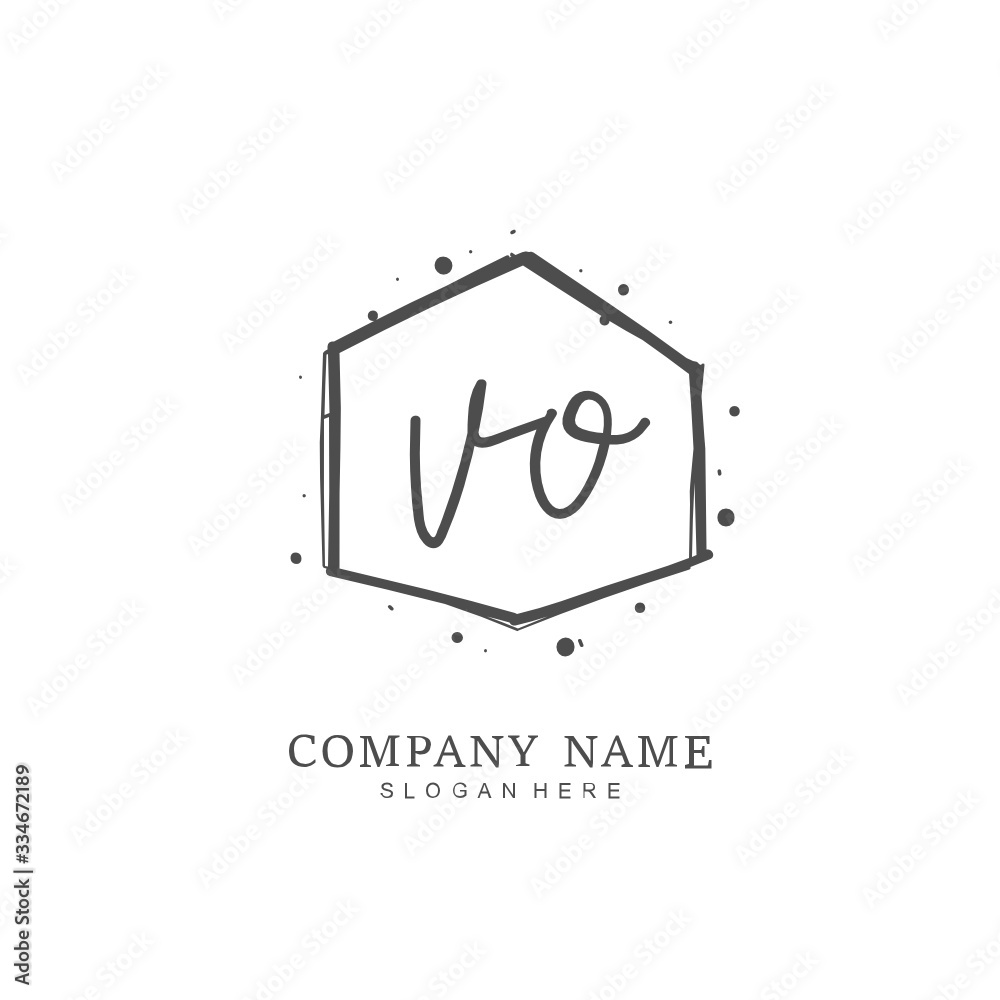 Handwritten initial letter V O VO for identity and logo. Vector logo template with handwriting and signature style.