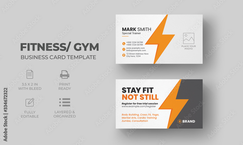 Fitness Business Cover Template with Gym Sports