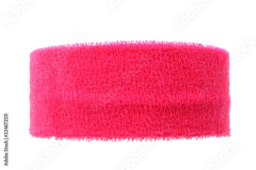 Wide pink training headband isolated on white