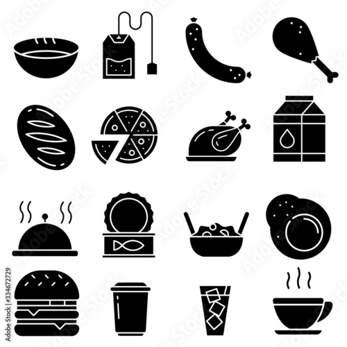 food and drink isons vector set. funeral illustration sign collection. kitchen symbol. Cook logo. photo