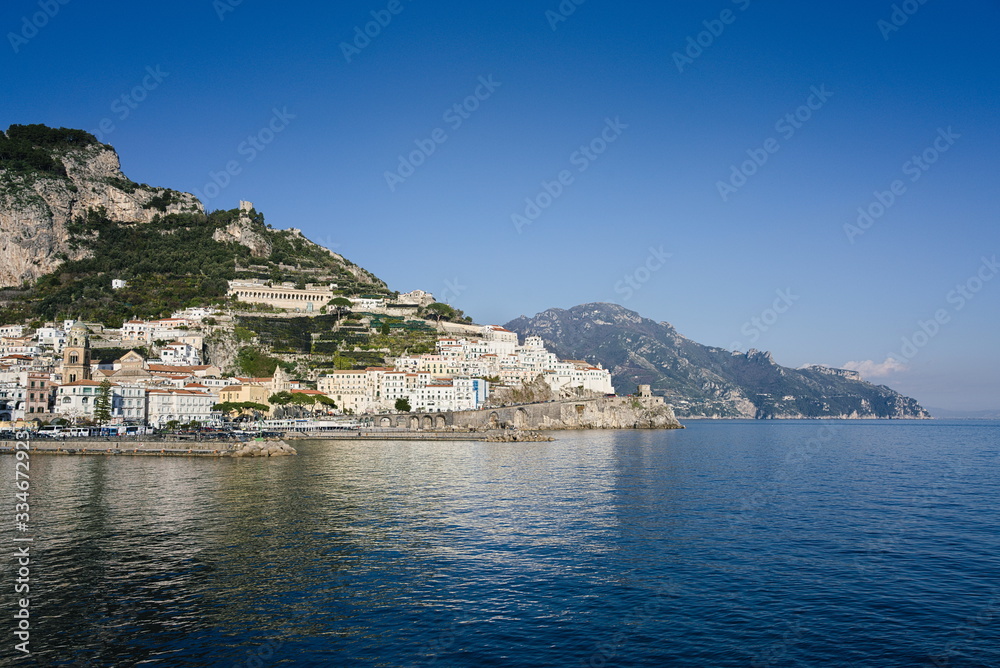 Beautiful seaside city Amalfi in Salerno, Campania, Italy