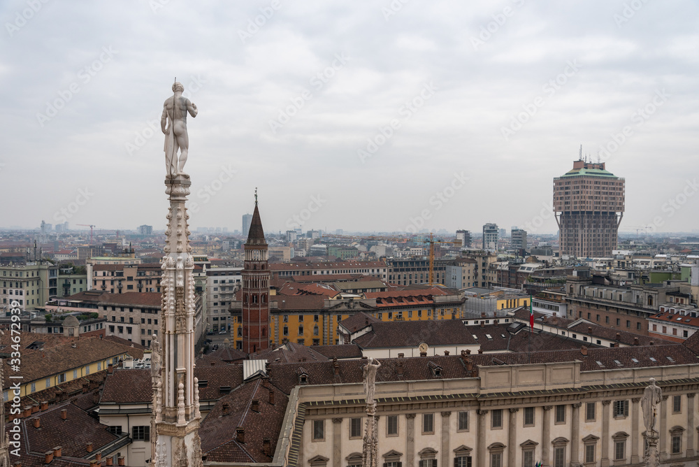 Views of Milan made in March 2019. Cathedral, park, people on the streets.