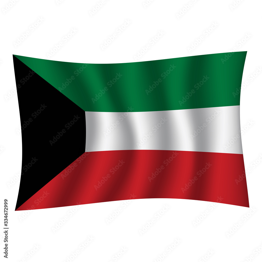 Kuwait flag background with cloth texture. Kuwait Flag vector illustration eps10. - Vector