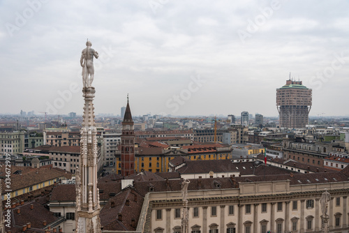 Views of Milan made in March 2019. Cathedral  park  people on the streets.