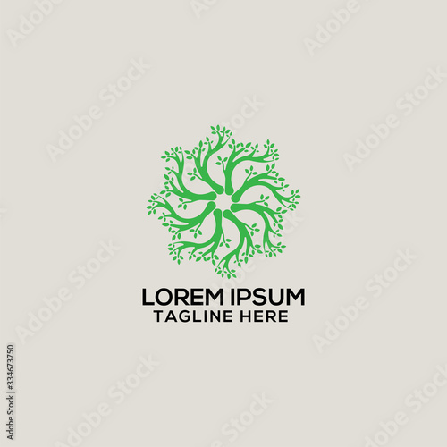  Vector logo collection of abstract green logo design templates  yoga classes  organic circles made with leaf stock vectors