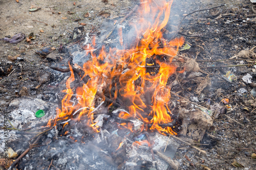 trash burns in the yard