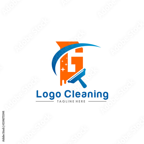 Initial letter logo G cleaning clean service logo icon vector template.