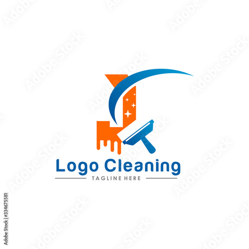 Initial letter logo J cleaning clean service logo icon vector template.