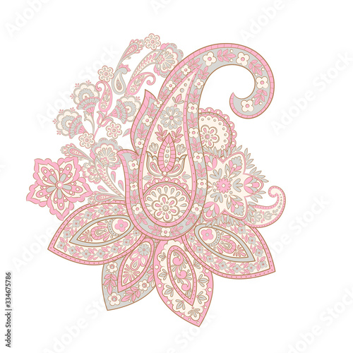 Floral Paisley colorful vector ornament. Isolated Pattern 