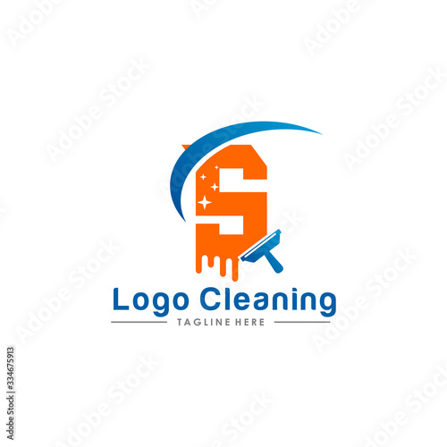 Initial letter logo S cleaning clean service logo icon vector template.