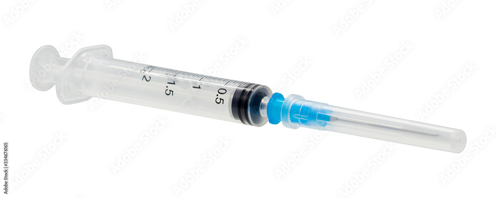 Fototapeta premium Empty plastic syringe medical isolated on white background.