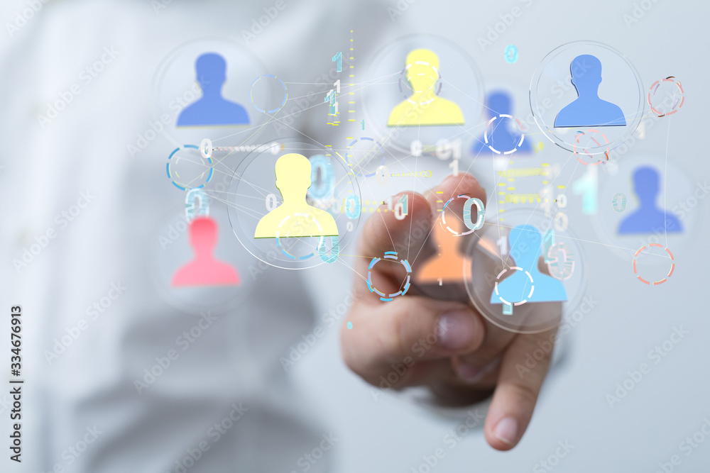 Business Man Hand Writing Social Network Business Man Hand Writing Social Network