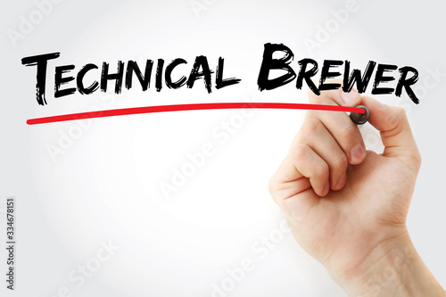 Technical Brewer text with marker, concept background