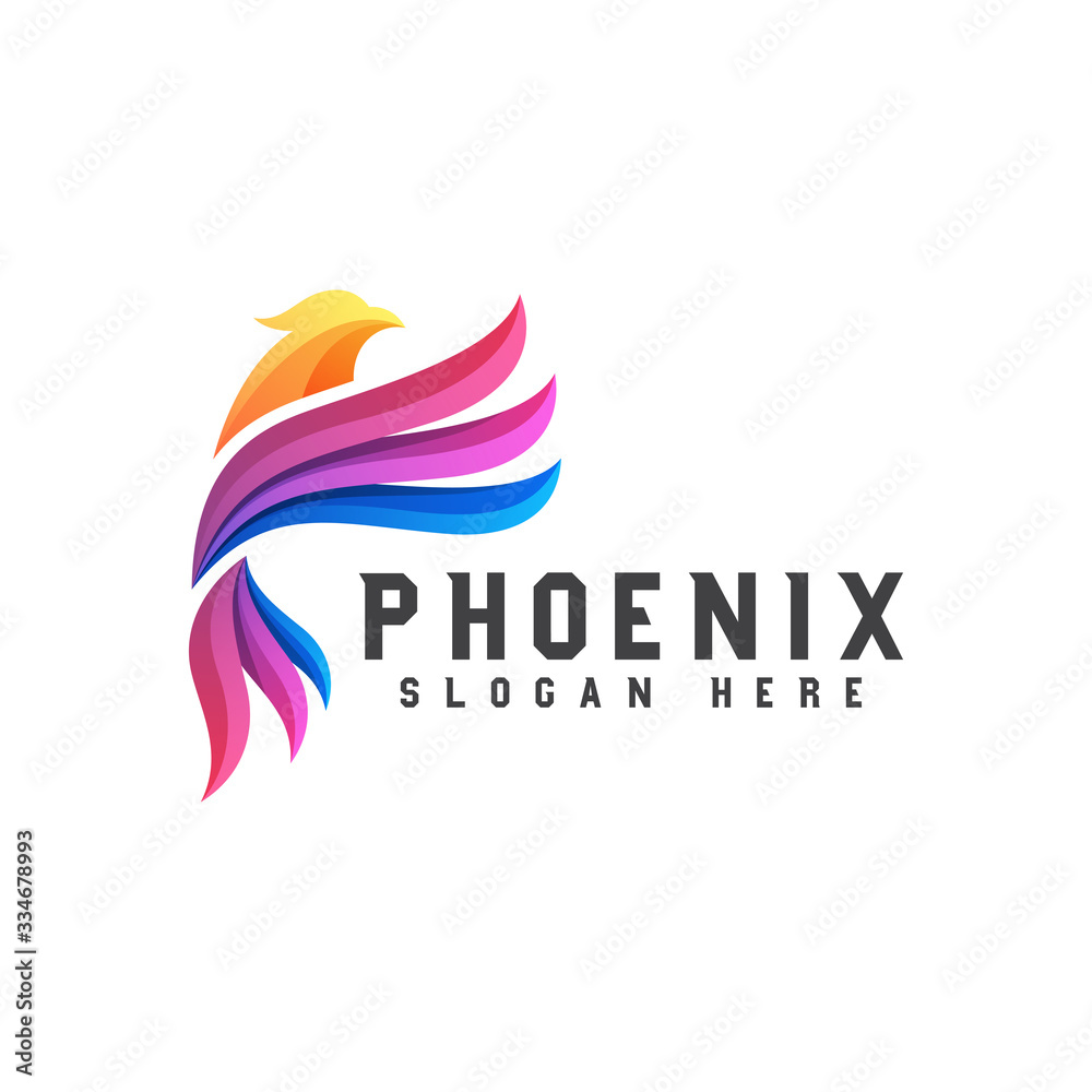 Obraz premium colorful phoenix or eagle logo design vector template
