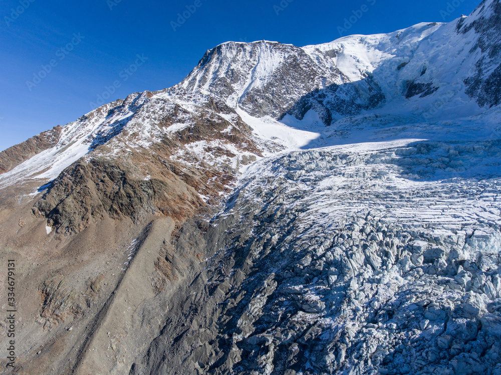 Glacier de Bionnassay with Dome de Gouter at Mt. Blanc mountain Haute