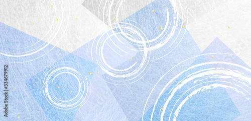 Print op canvas 波紋のパーターンとブルーの和紙の背景素材