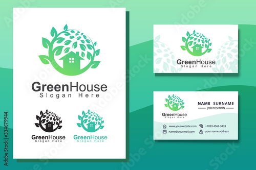 green house logo with business card template