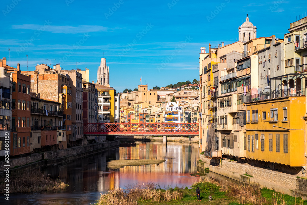 Fototapeta premium Girona city historical center in Catalonia, Spain.