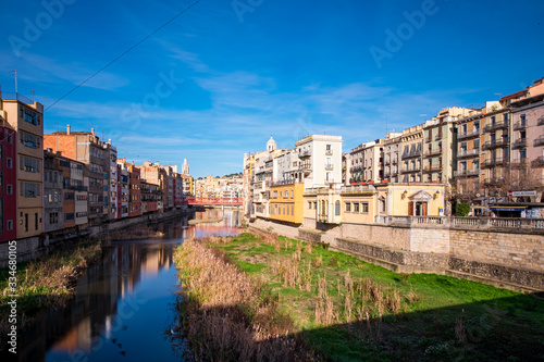 Girona city historical center in Catalonia  Spain.