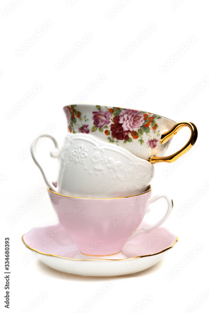 Fotografía Stack of empty porcelain tea cups