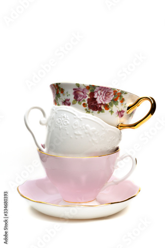Photography Stack of empty porcelain tea cups