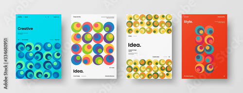Company identity brochure template collection. Business presentation vector A4 vertical orientation front page mock up set. Corporate report cover abstract geometric illustration design layout bundle.
