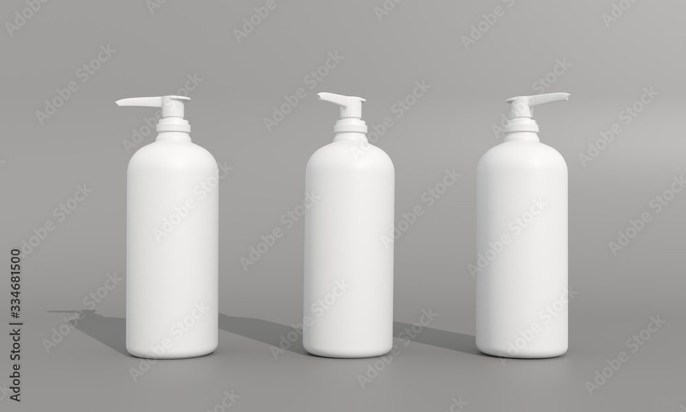 Antiseptic, sanitizer for washing hand. 3d render illustration. Protection from coronavirus, virus, bacterias, flu and pandemic. Soap in tube, container jar. 