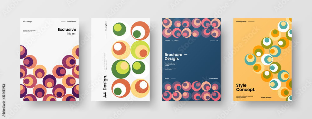 Company identity brochure template collection. Business presentation vector A4 vertical orientation front page mock up set. Corporate report cover abstract geometric illustration design layout bundle. Company identity brochure template collection. Business presentation vector A4 vertical orientation front page mock up set. Corporate report cover abstract geometric illustration design layout bundle.