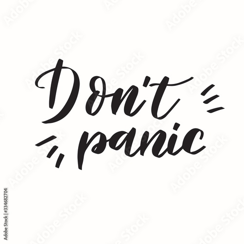 Don't panic hand drawn lettering. Keep calm. Coronavirus panic. COVID-19