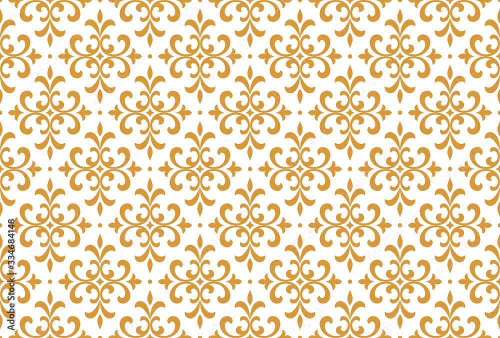 Flower geometric pattern. Seamless vector background. White and gold ornament. Ornament for fabric, wallpaper, packaging. Decorative print Flower geometric pattern. Seamless vector background. White and gold ornament. Ornament for fabric, wallpaper, packaging. Decorative print