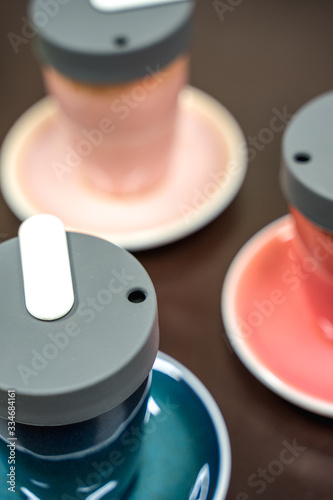 Reduce takeaway coffee cup waste with reusable ceramic coffee cups  Zero waste. Sustainable lifestyle background concept.