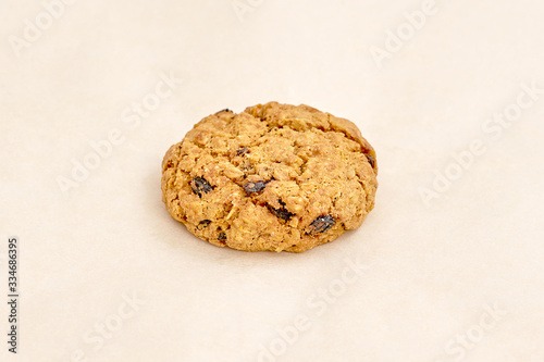 Round oat cookie with raisins. Fresh pastries, an assortment of bakery and bakery