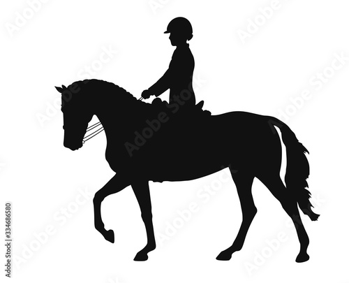 Dressage test, collected walk, vector silhouette