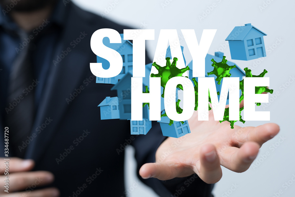 Stay home digital stay safe 3d.