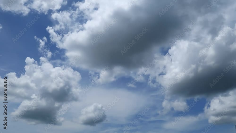 Moving of cirrus & cumulus clouds formation building on tropical summer or spring bright blue sky background in beautiful morning sunlight at natural clear sunny & sunshine day, motion TimeLapse vdo Moving of cirrus & cumulus clouds formation building on tropical summer or spring bright blue sky background in beautiful morning sunlight at natural clear sunny & sunshine day, motion TimeLapse vdo