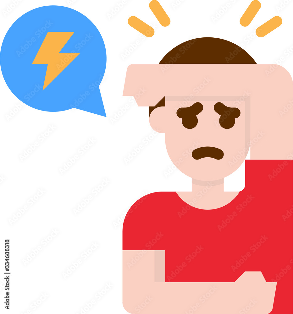 Clip-art Illustration of Headache as a Corona-virus Symptom