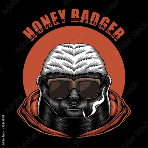 Honey badger eyeglasses vector illustration