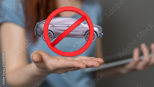 car ban sign symbol 3d
