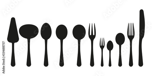 Cutlery icons set. On a white background. Flat style. Vector