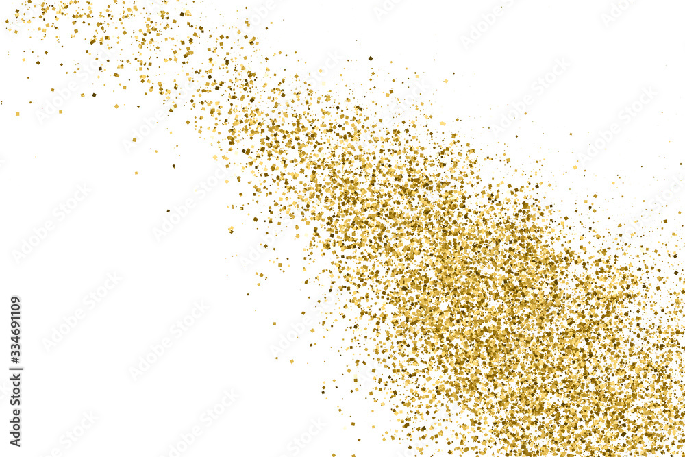 Gold Glitter Texture Isolated On White. Amber Particles Color. Celebratory Background. Golden Explosion Of Confetti. Vector Illustration, Eps 10.