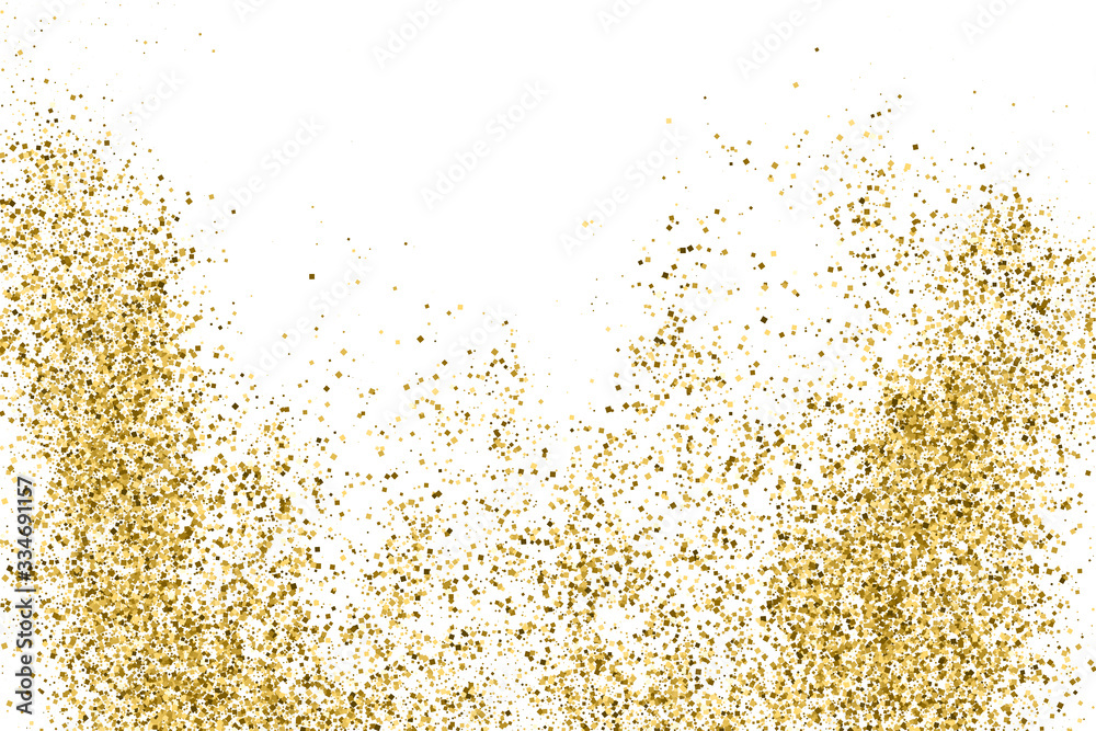 Gold Glitter Texture Isolated On White. Amber Particles Color. Celebratory Background. Golden Explosion Of Confetti. Vector Illustration, Eps 10.