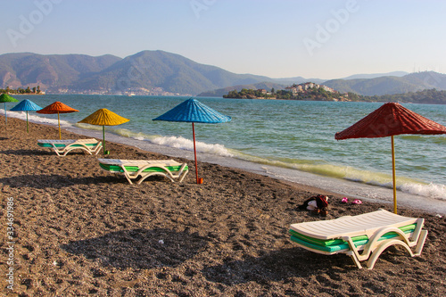 Fototapeta Naklejka Na Ścianę i Meble -  Fethiye calis beach,Turkey,  empty, no tourists 