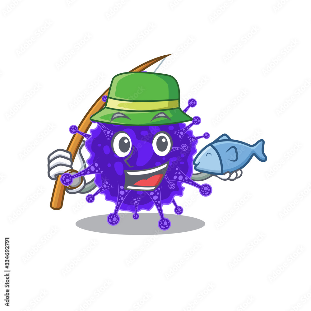 Cartoon design concept of nidovirales while fishing Cartoon design concept of nidovirales while fishing