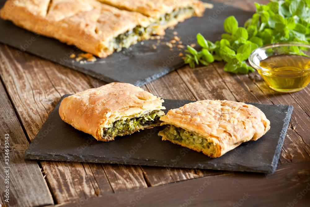 Slices Of Homemade Greek Spinach Pie