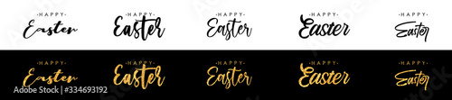 Hand written easter phrases or lettering. Greeting card text. Happy easter lettering modern calligraphy style.