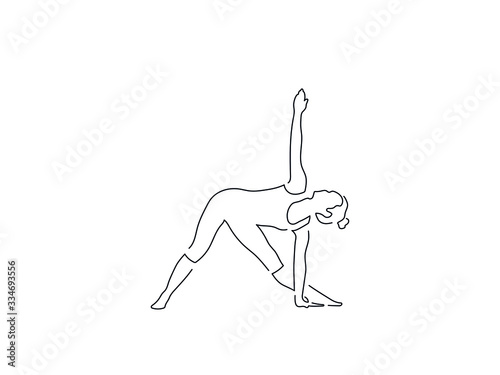 Woman practicing yoga isolated line drawing, vector illustration design. Health collection.