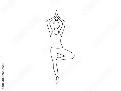 Woman practicing yoga isolated line drawing, vector illustration design. Health collection.