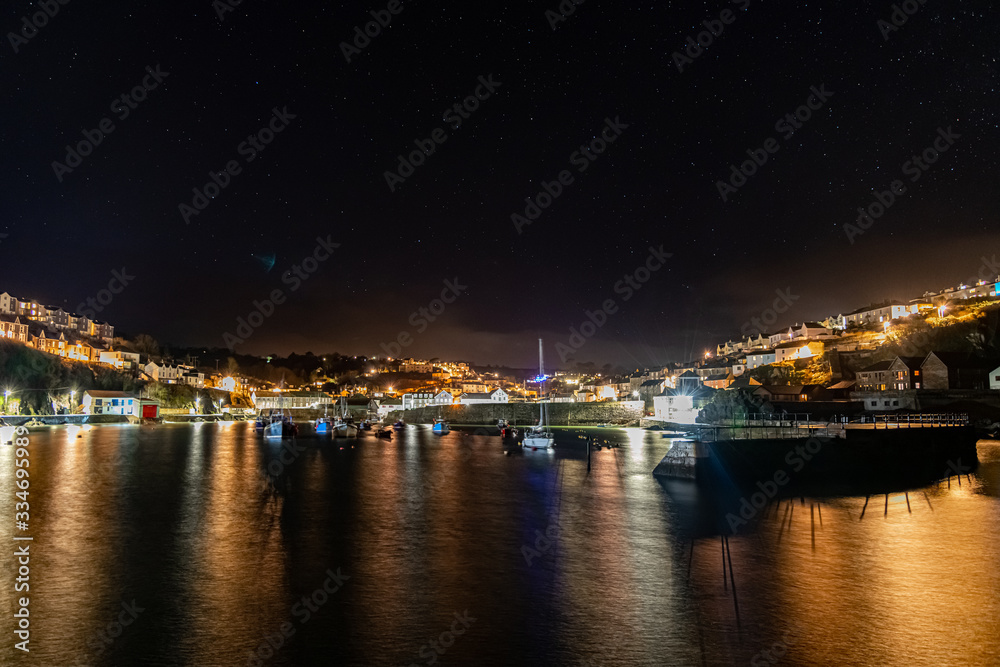 The harbour, Mevagissey, Cornwall, at night