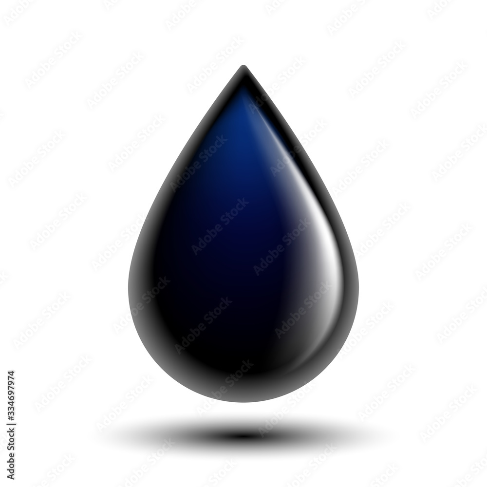 Black oil droplet isolated on white photo-realistic vector illustration Black oil droplet isolated on white photo-realistic vector illustration